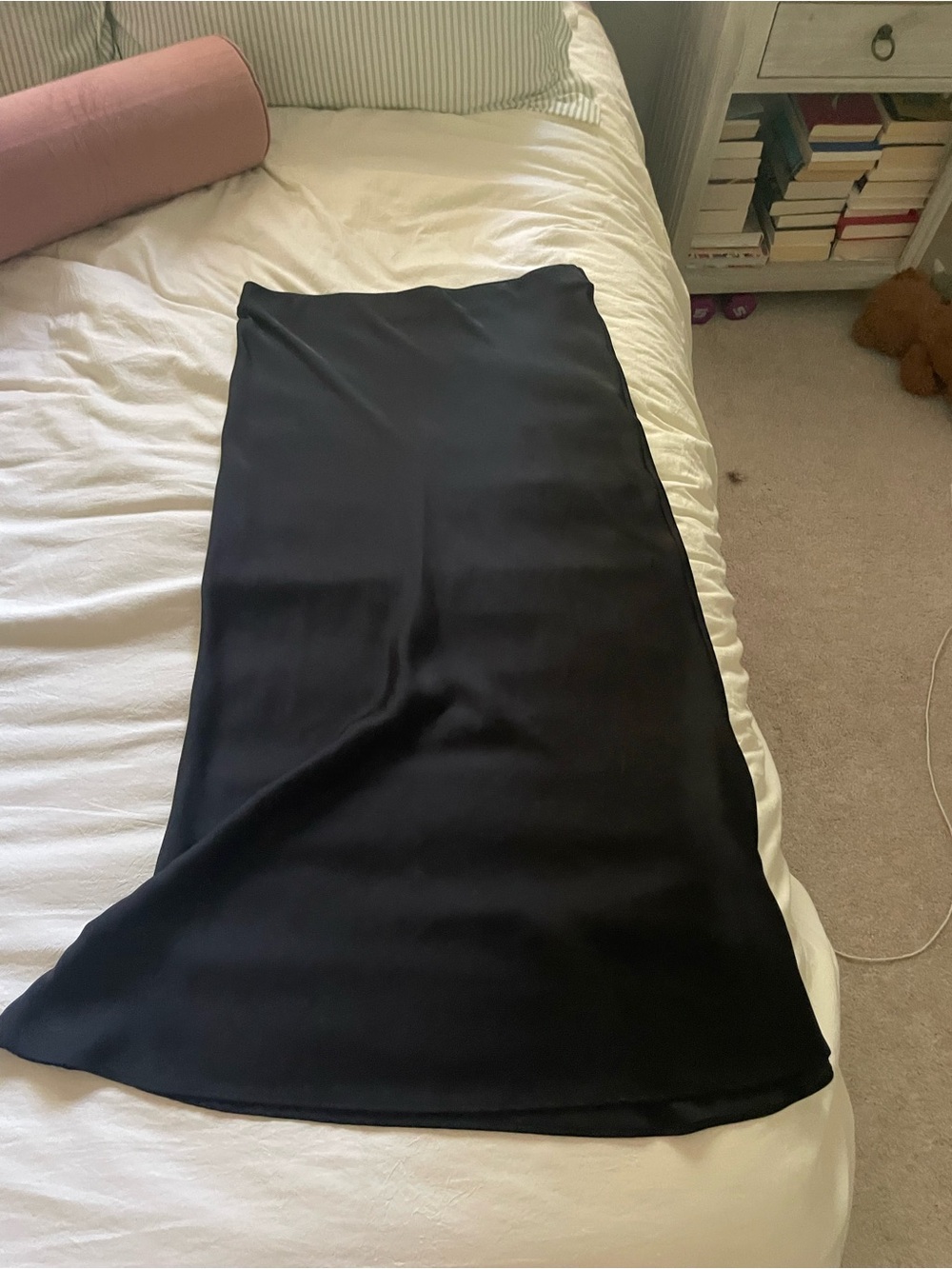Black Satin Midi Skirt